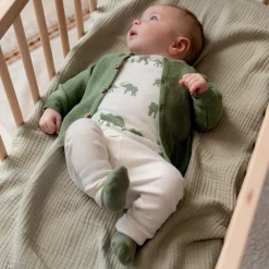 Prénatal newborn overslagshirt lange mouwen dierenprint groen