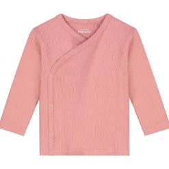 Prénatal newborn overslagshirt rib lange mouwen effen roze