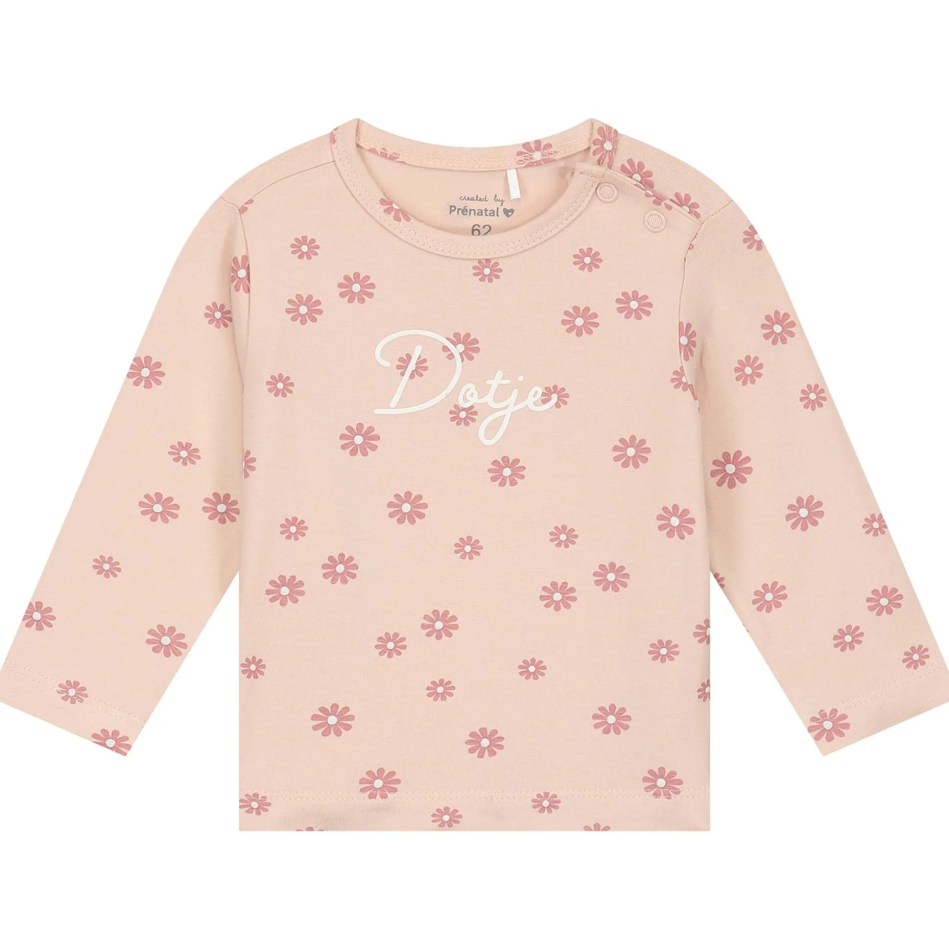 prénatal newborn shirt lange mouwen tekst roze