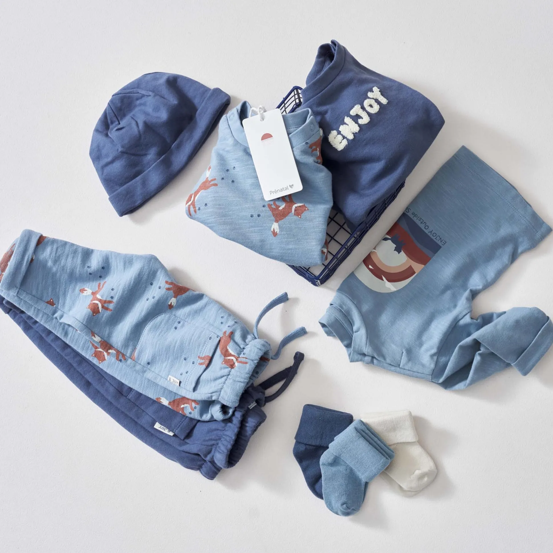 Prénatal newborn shirt lange mouwen printopdruk blauw