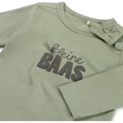 prénatal newborn shirt lange mouwen tekst groen