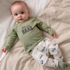 prénatal newborn shirt lange mouwen tekst groen