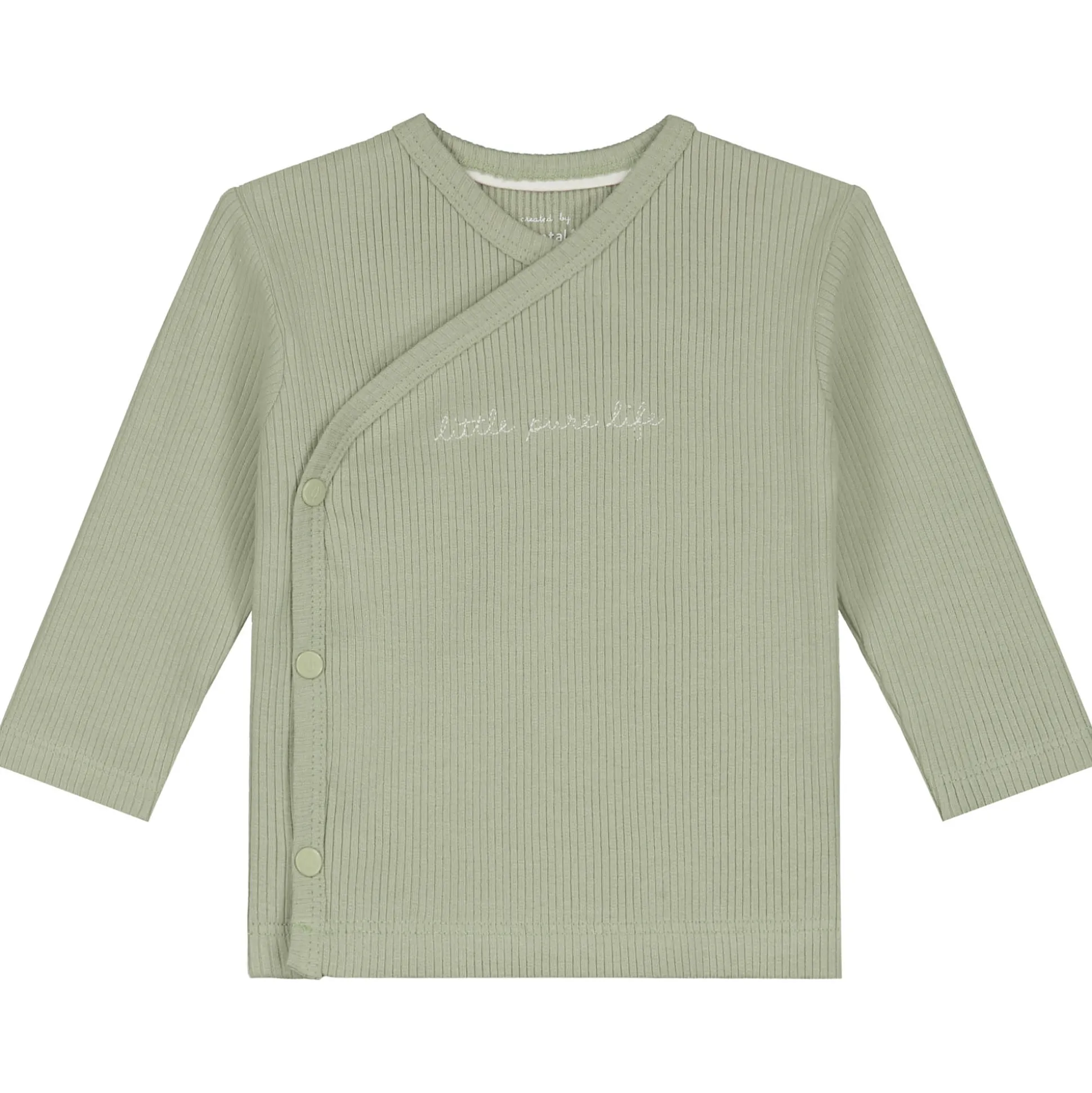 Prénatal newborn shirt rib Pure lange mouwen effen groen