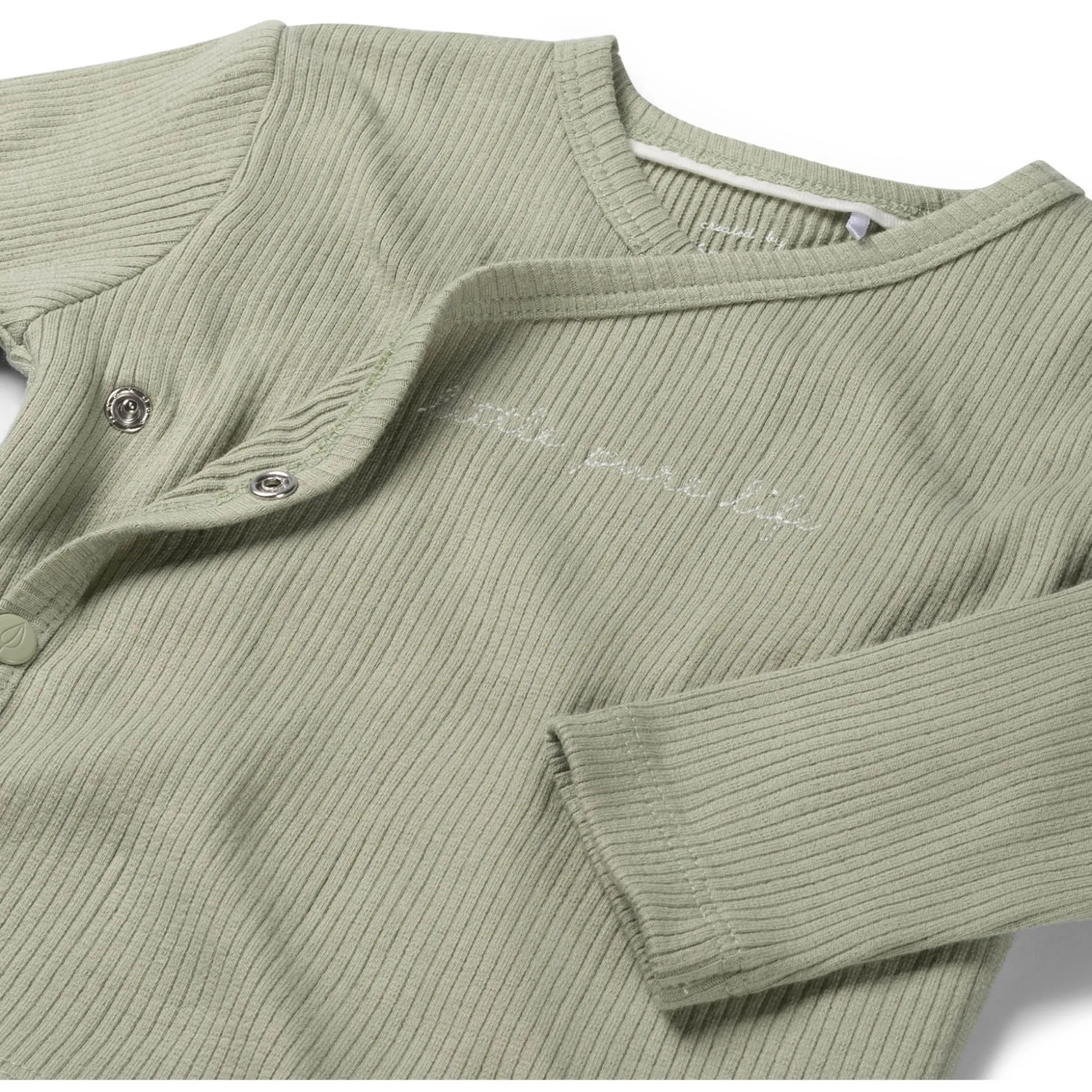 Prénatal newborn shirt rib Pure lange mouwen effen groen