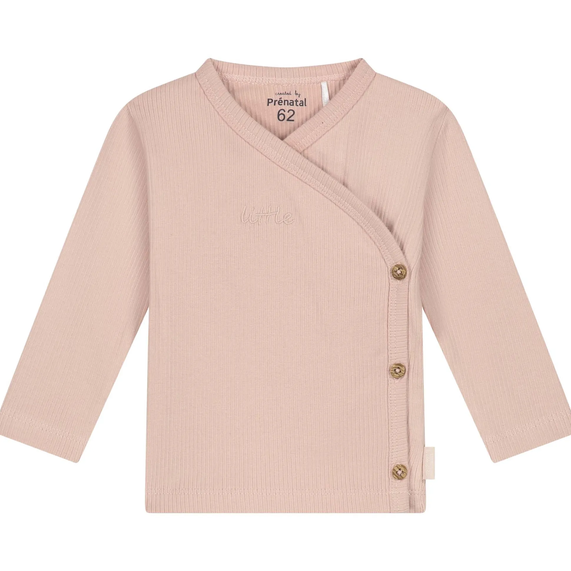 Prénatal newborn shirt rib lange mouwen effen roze