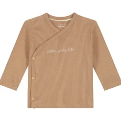 Prénatal newborn shirt rib Pure lange mouwen effen bruin