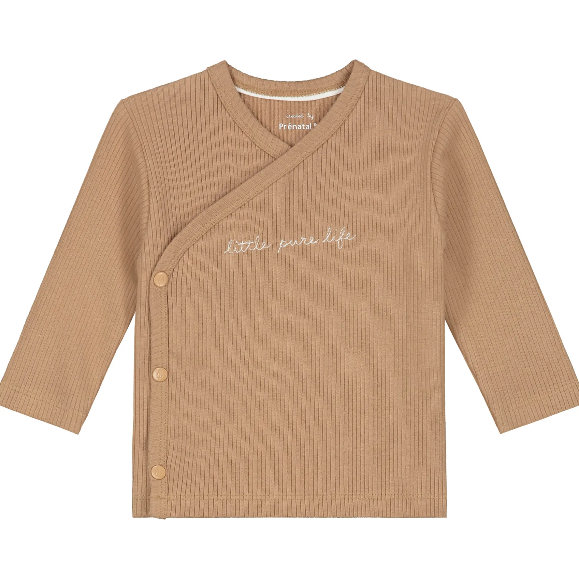 Prénatal newborn shirt rib Pure lange mouwen effen bruin
