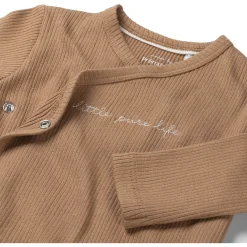 Prénatal newborn shirt rib Pure lange mouwen effen bruin