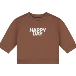 Prénatal newborn sweater lange mouwen tekst bruin