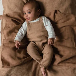 Prénatal newborn tuinbroek Pure mouwloos effen bruin