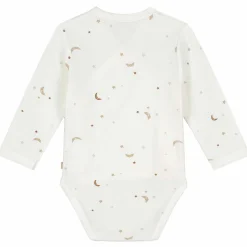 Prénatal overslagromper ster en maan lange mouwen all over print wit