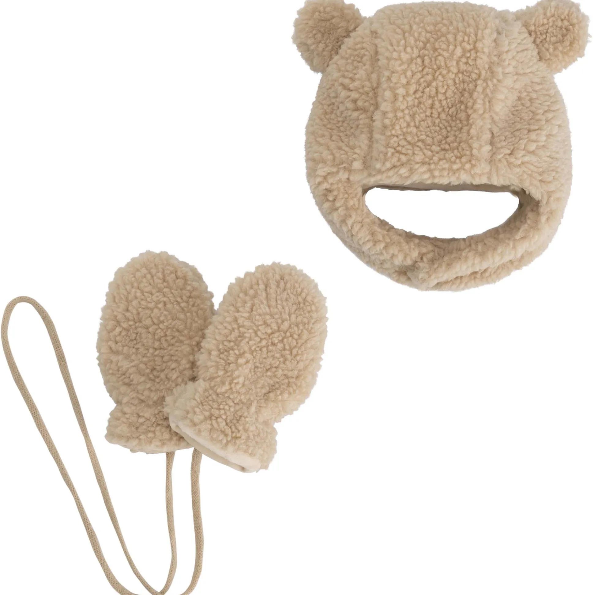 Prénatal peuter muts en wanten beige