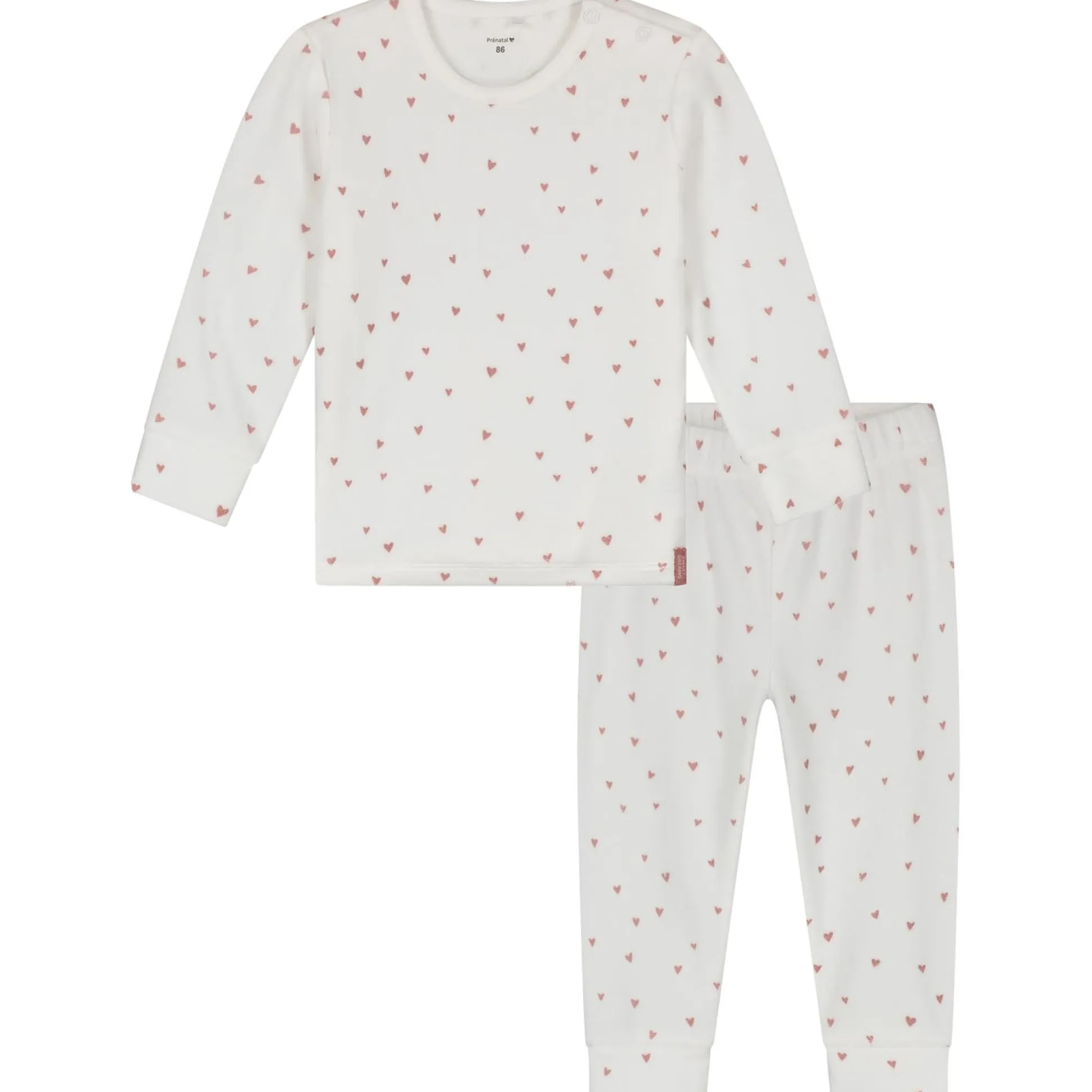 Prénatal peuter pyjama velvet hart wit