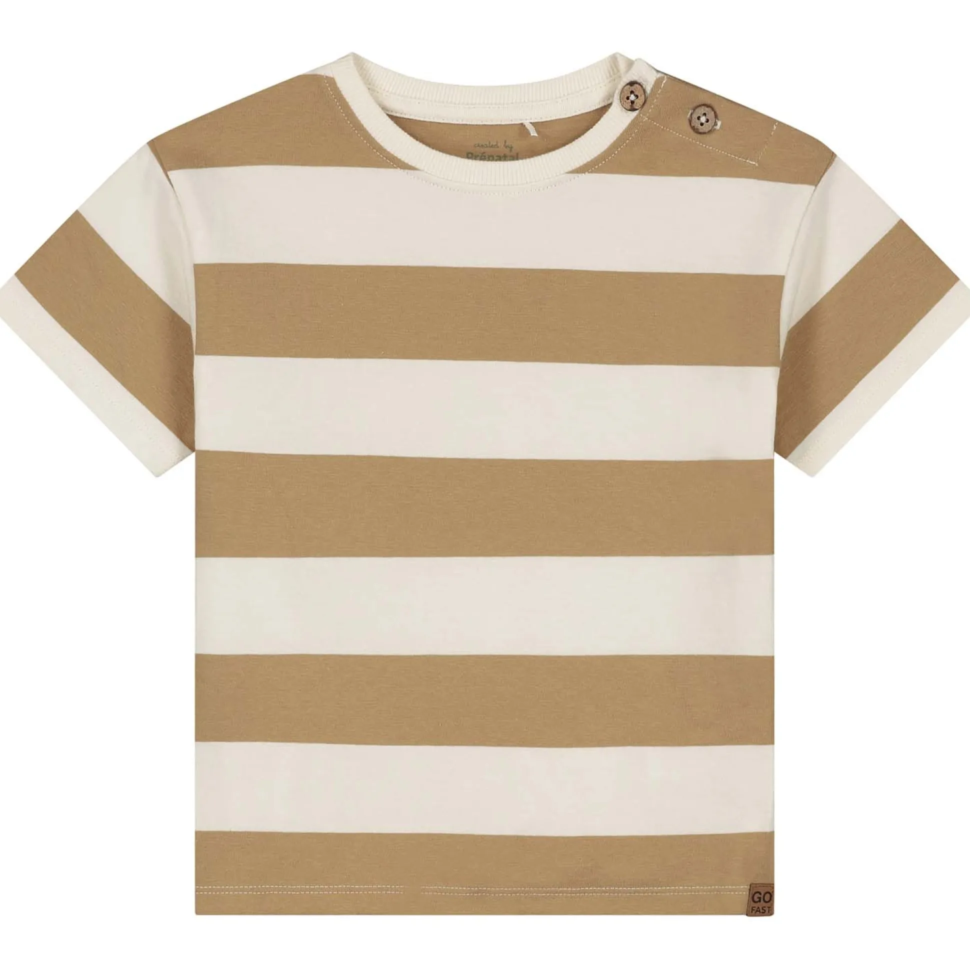 Prénatal peuter shirt korte mouwen strepen bruin