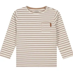 Prénatal peuter shirt lange mouwen strepen bruin