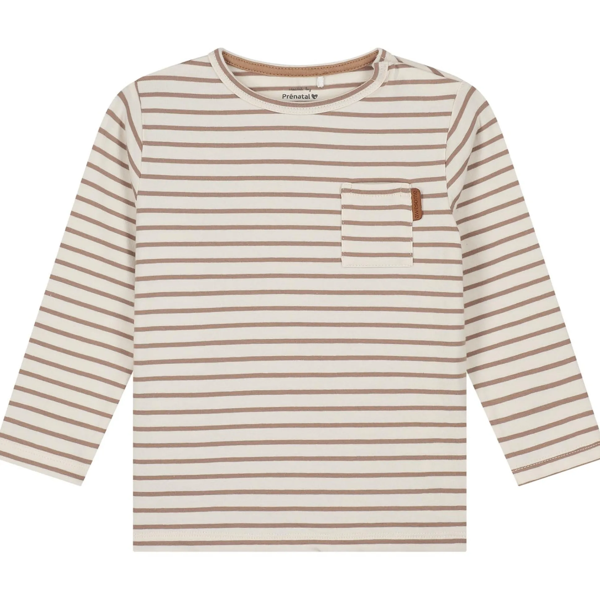Prénatal peuter shirt lange mouwen strepen bruin