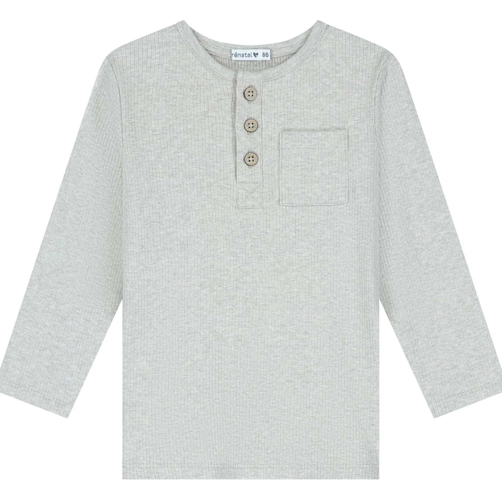 Prénatal peuter shirt lange mouwen effen grijs