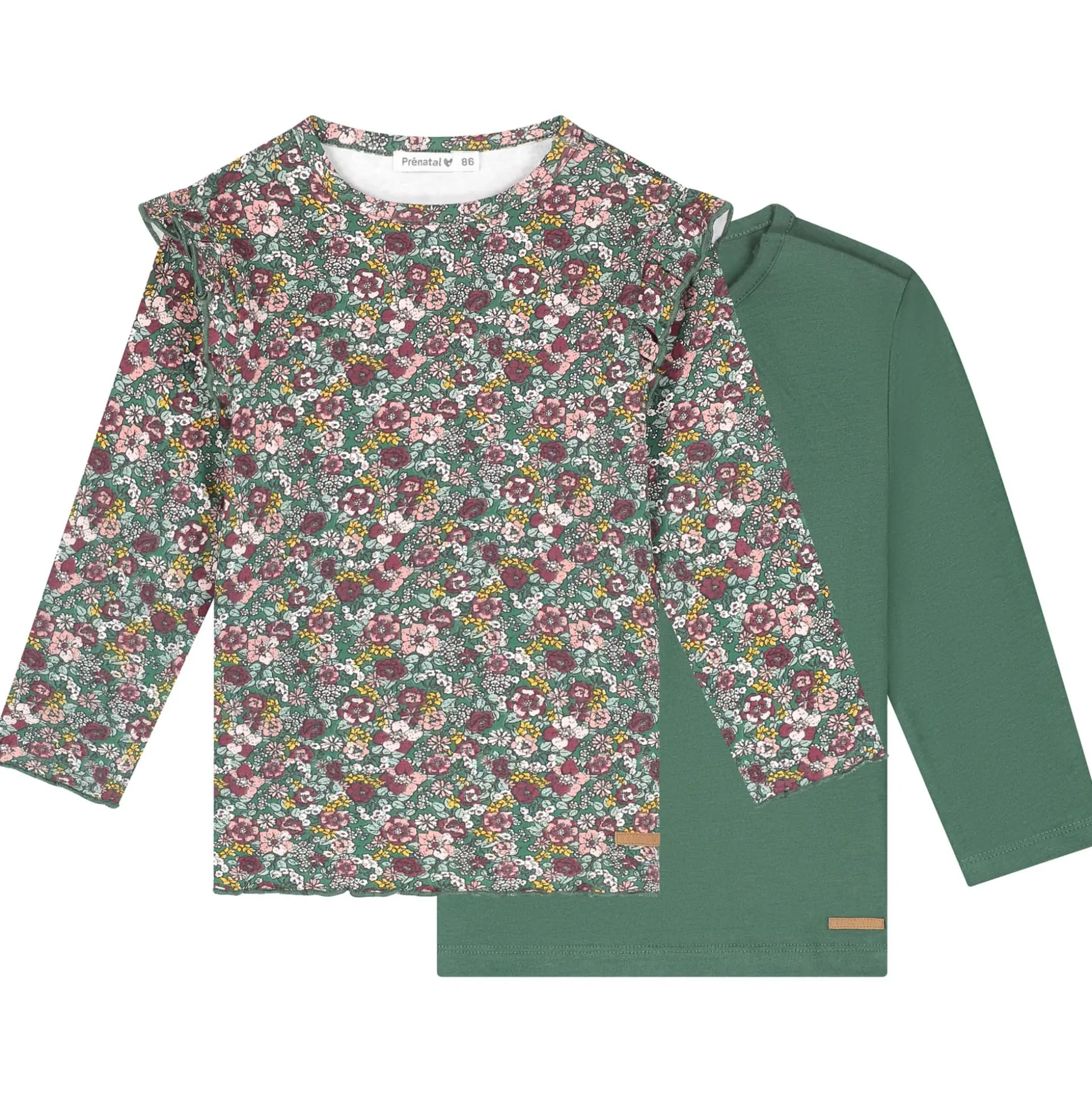 Prénatal peuter shirts 2 stuks lange mouwen groen