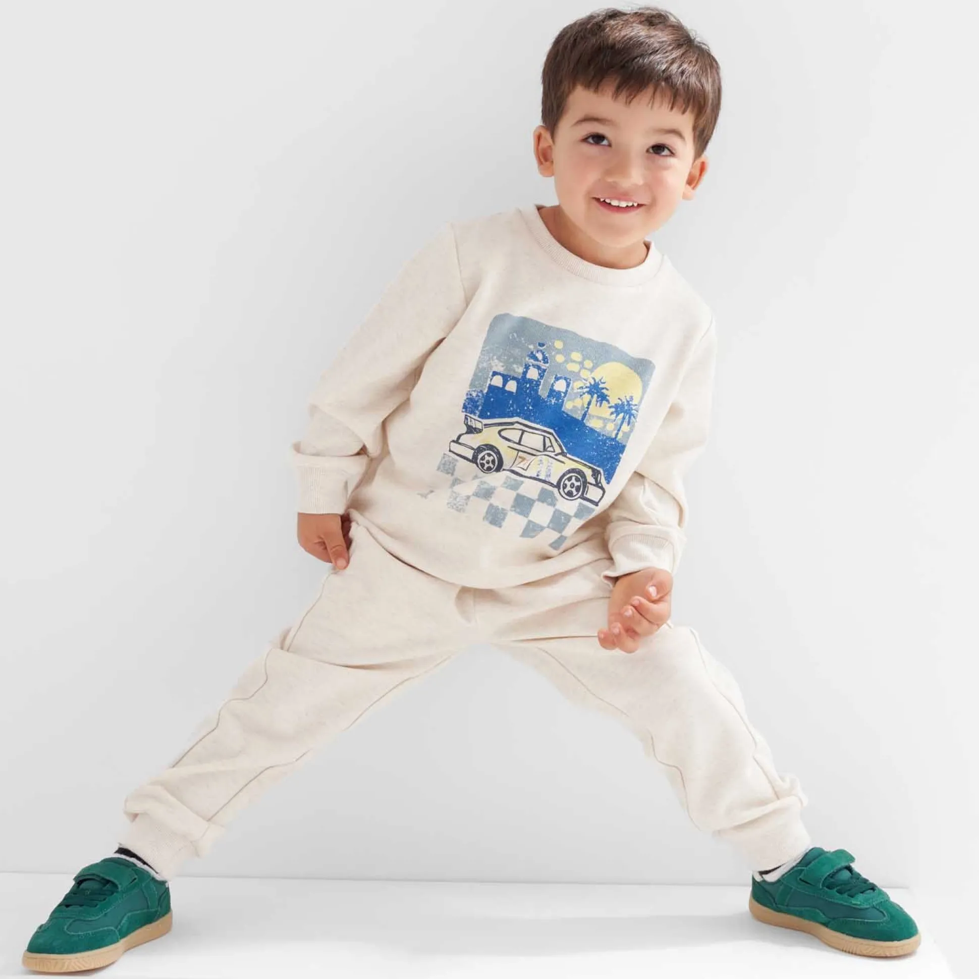 Prénatal peuter sweater lange mouwen printopdruk beige