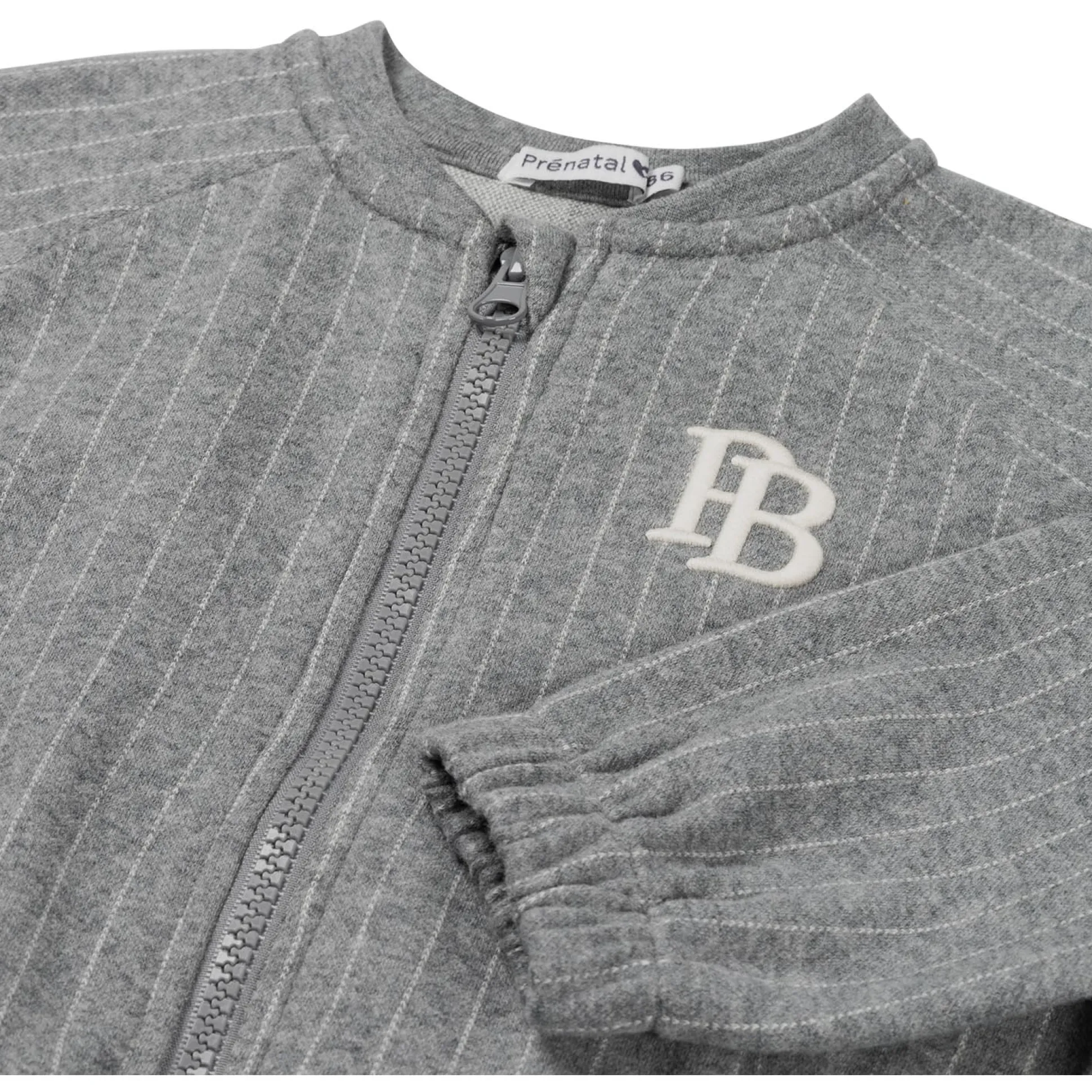 Prénatal peuter vest lange mouwen strepen grijs