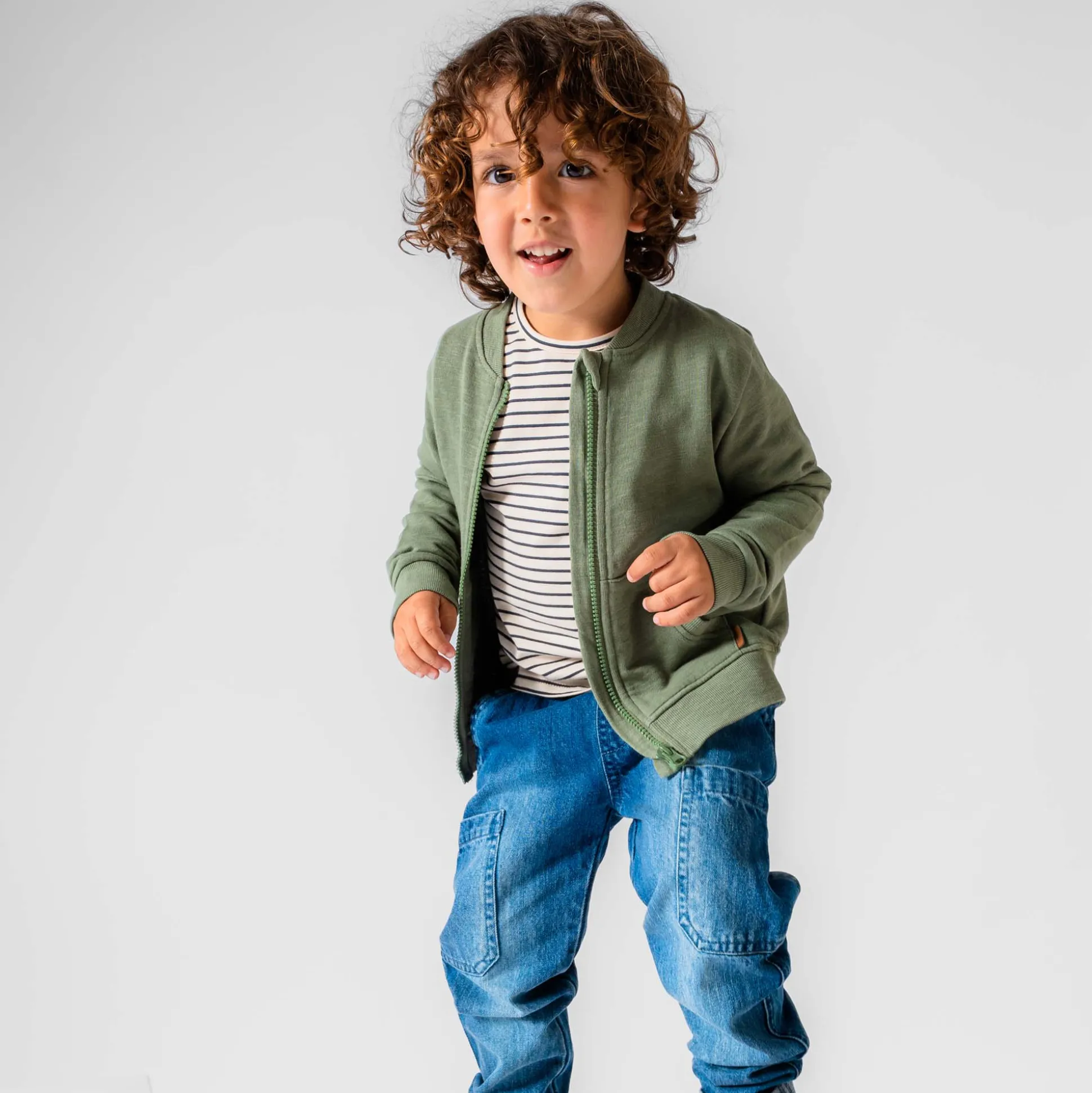 Prénatal peuter vest lange mouwen effen groen