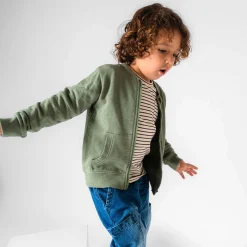 Prénatal peuter vest lange mouwen effen groen