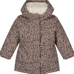 Prénatal peuter winterjas lange mouwen panterprint taupe