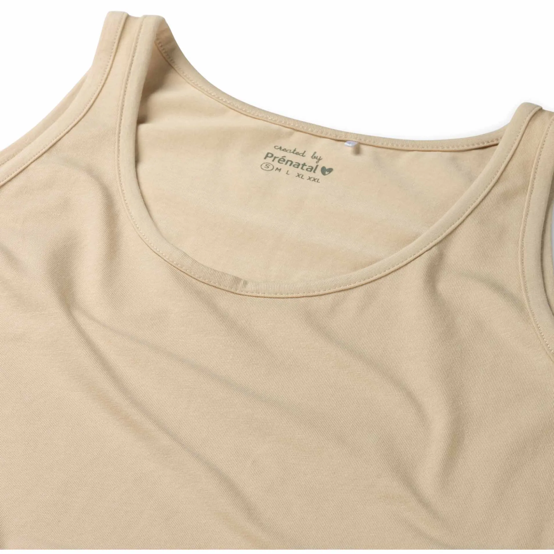 Prénatal positie singlet basis mouwloos effen beige