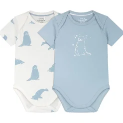Prénatal romper 2 stuks korte mouwen dierenprint blauw