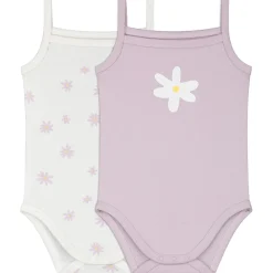 Prénatal romper 2 stuks spaghettibandjes bloemen paars