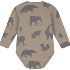 Prénatal romper afrika lange mouwen all over print bruin