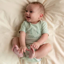 Prénatal romper i love oma korte mouwen tekst groen