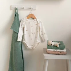 Prénatal romper Kleine Vriendjes lange mouwen all over print wit