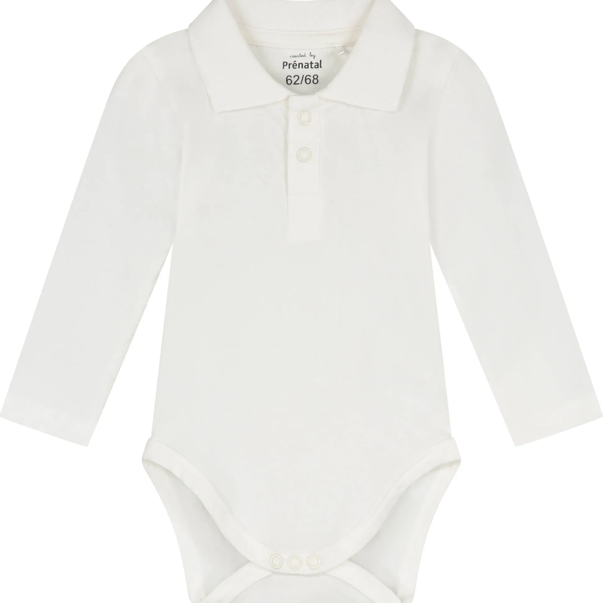 Prénatal romper polo lange mouwen effen wit