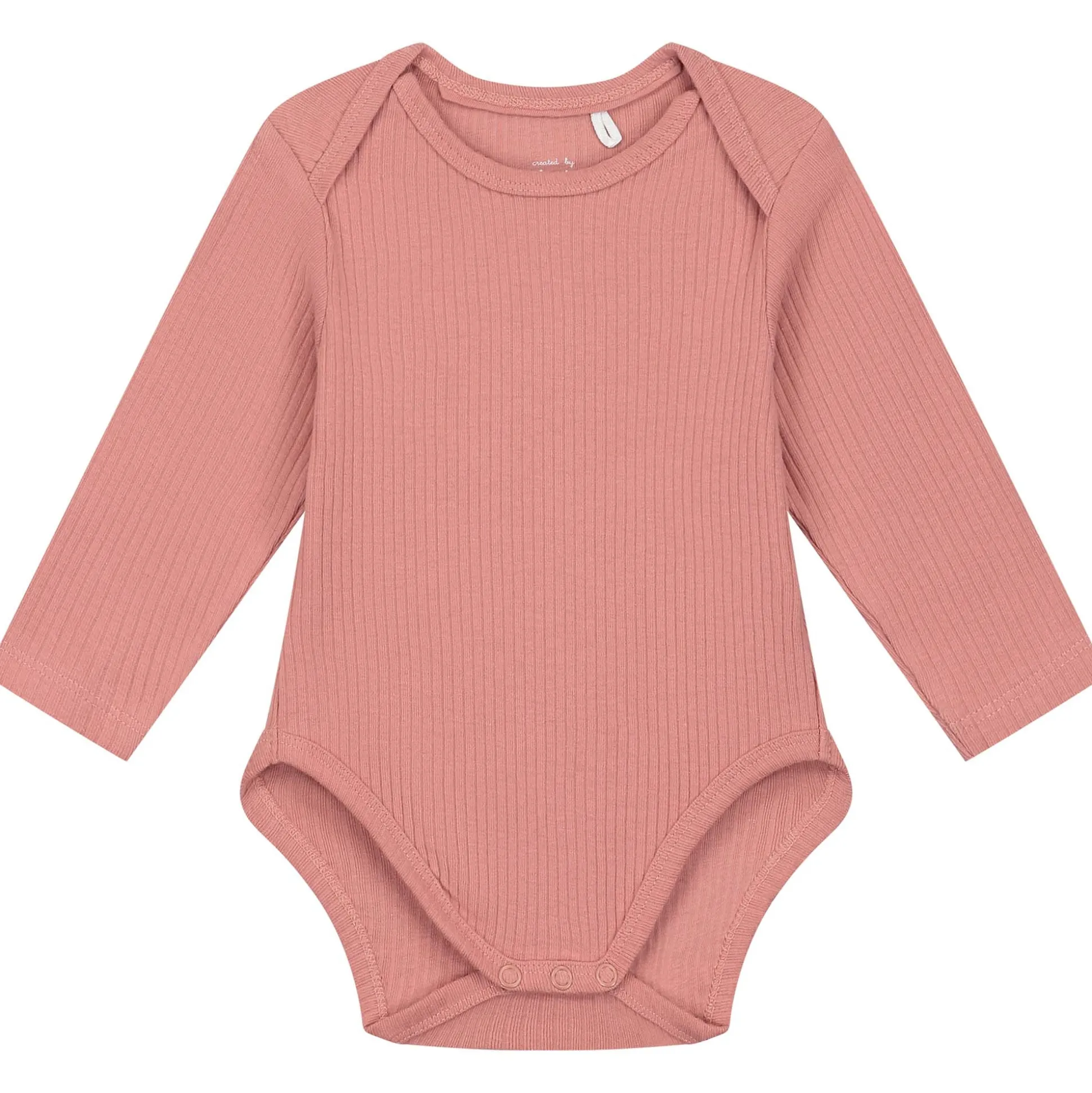 Prénatal romper rib lange mouwen effen roze