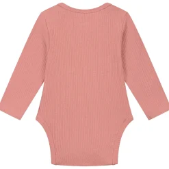 Prénatal romper rib lange mouwen effen roze