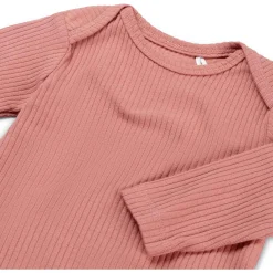 Prénatal romper rib lange mouwen effen roze