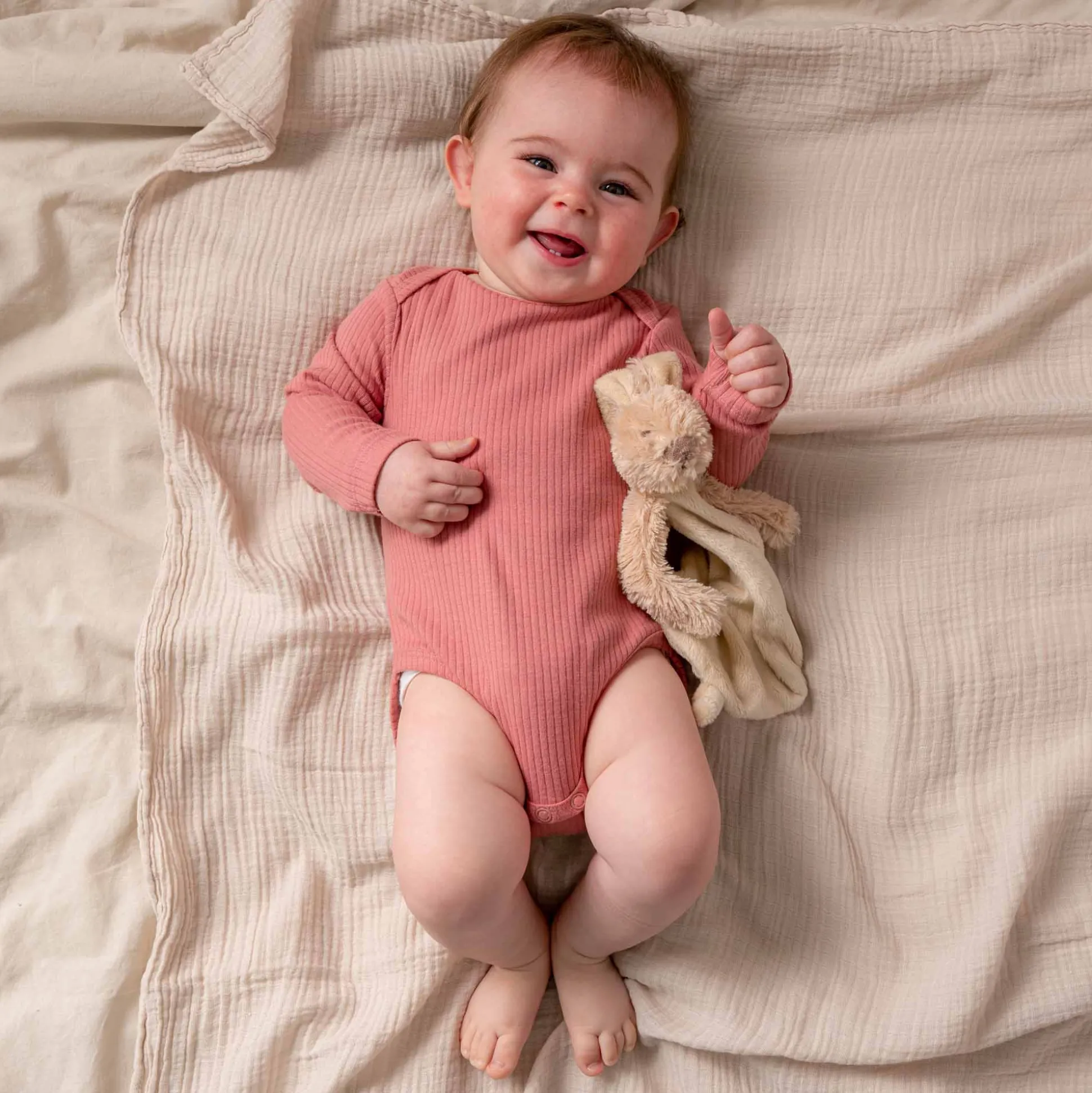 Prénatal romper rib lange mouwen effen roze