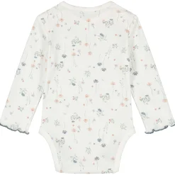 Prénatal romper romantische rib lange mouwen bloemen wit