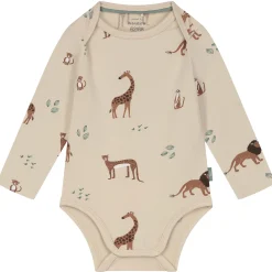 Prénatal romper Savanne lange mouwen dierenprint beige