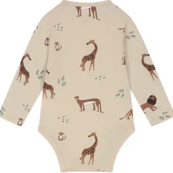 Prénatal romper Savanne lange mouwen dierenprint beige