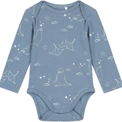 Prénatal romper zeehond rib lange mouwen all over print blauw