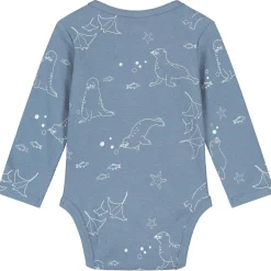 Prénatal romper zeehond rib lange mouwen all over print blauw