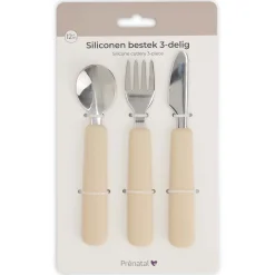 Prénatal siliconen bestekset RVS 3-delig blauw
