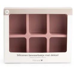 Prénatal siliconen bewaarbak 6 vakjes roze