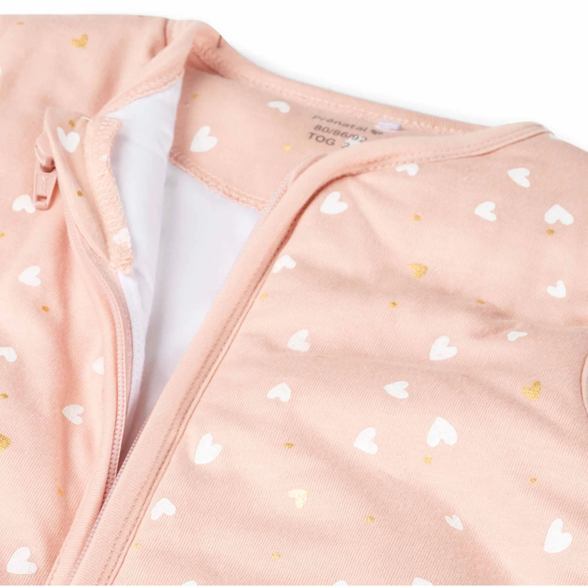 Prénatal slaapzak hartjes roze