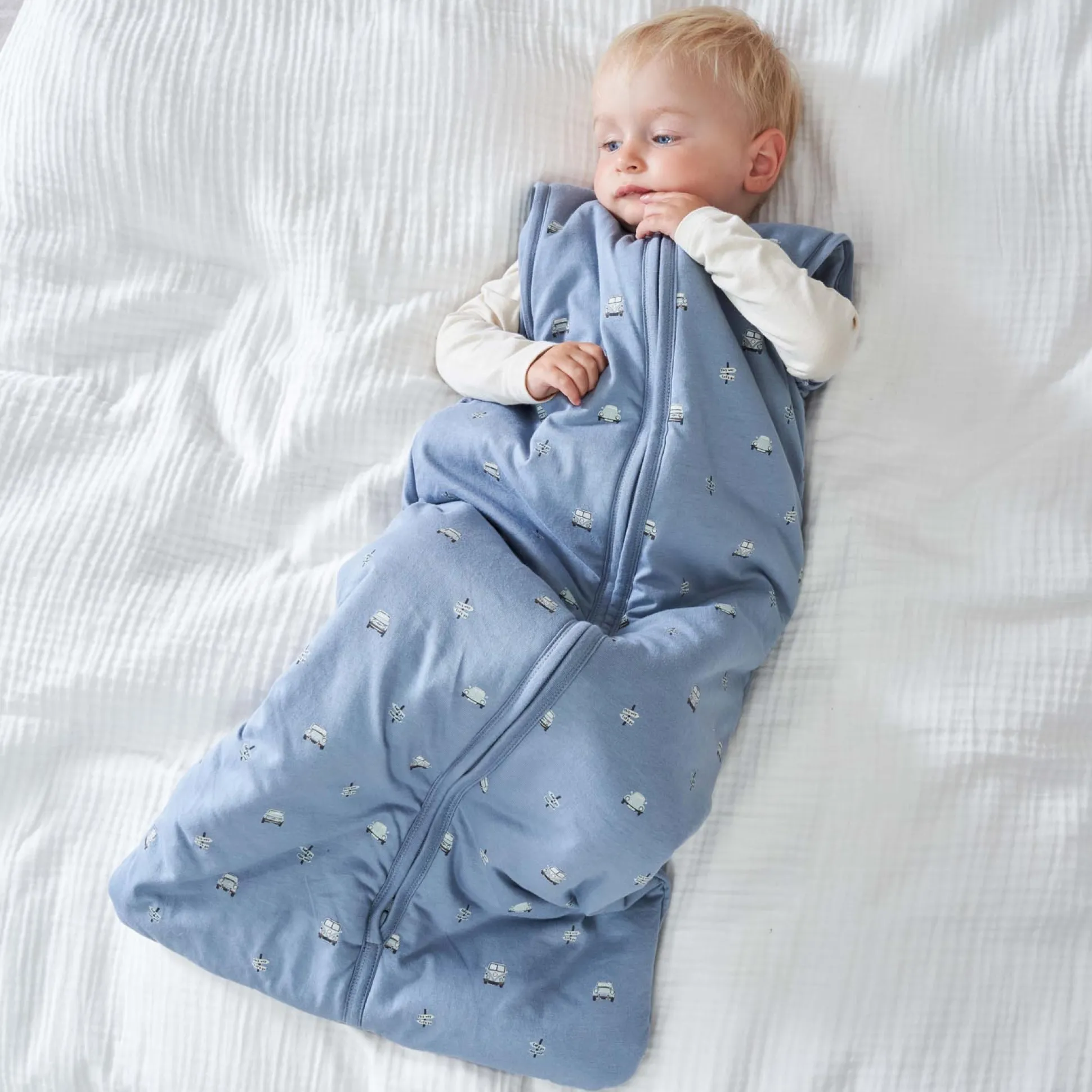 Prénatal slaapzak retro auto blauw