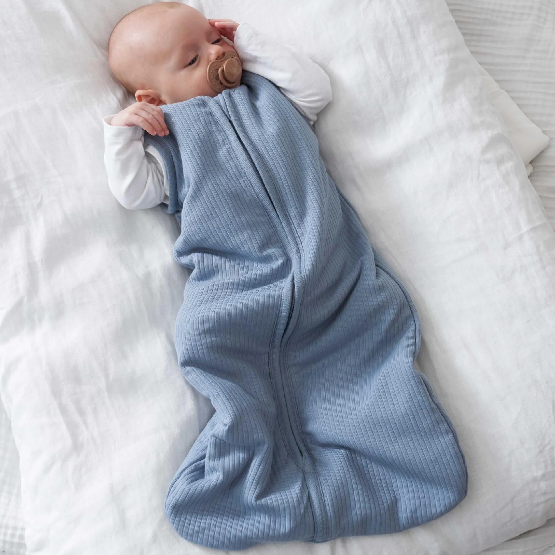 Prénatal slaapzak rib blauw