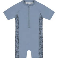 Prénatal UV zwempak bladeren korte mouwen bladeren blauw