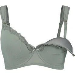 Prénatal voedingsbh rib  effen groen